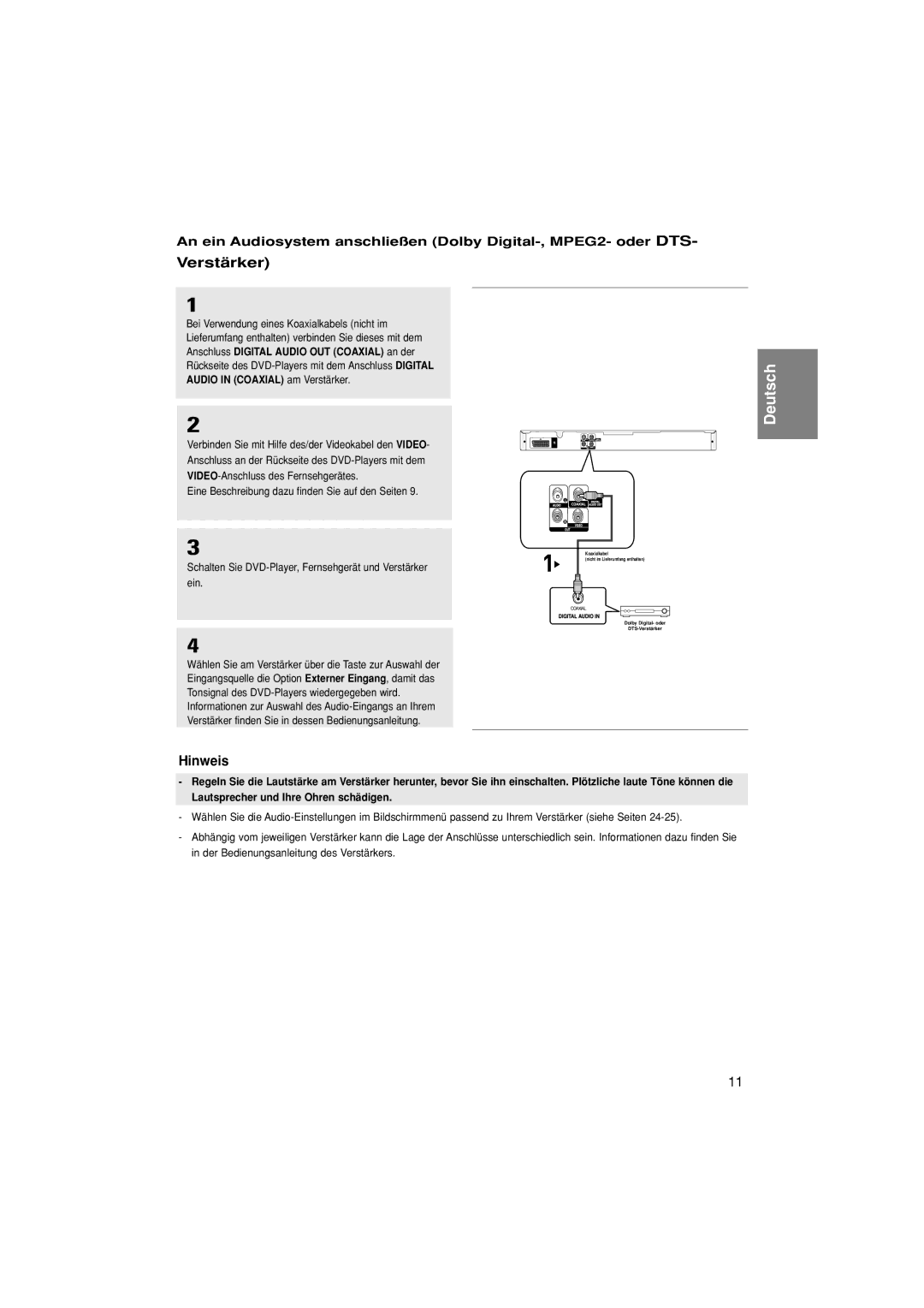 Samsung DVD-P380/EDC, DVD-P380/XET, DVD-P380/XEL manual Hinweis 