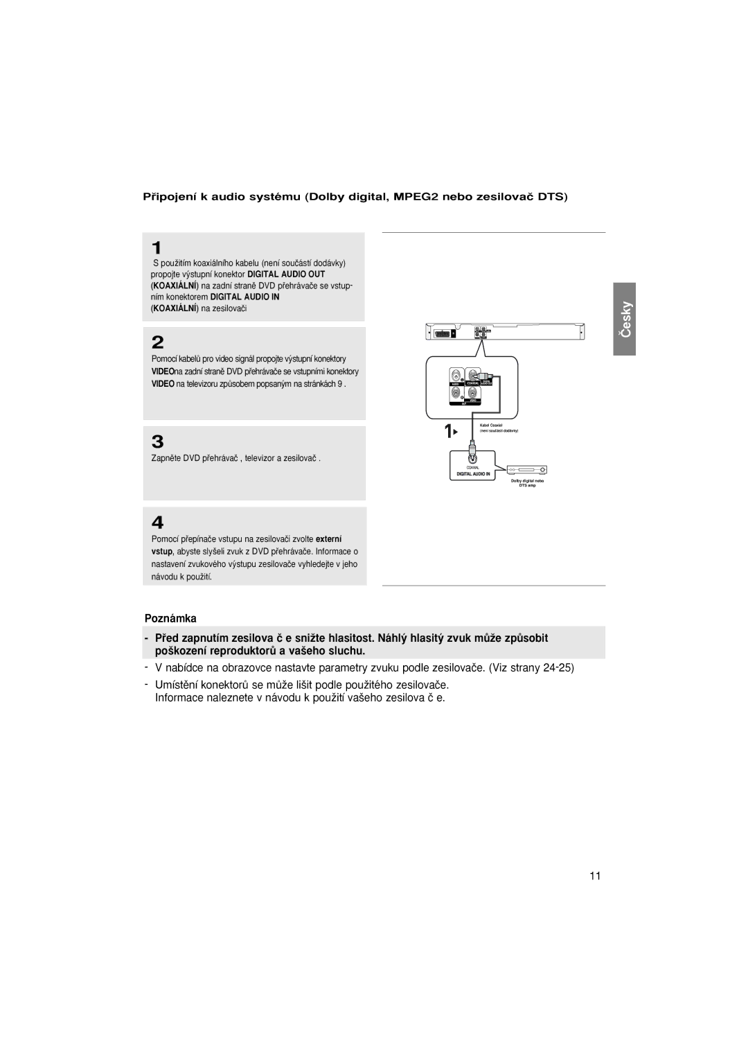 Samsung DVD-P380/XEL, DVD-P380/XET, DVD-P380/EDC manual Koaxiální na zesilovaãi 