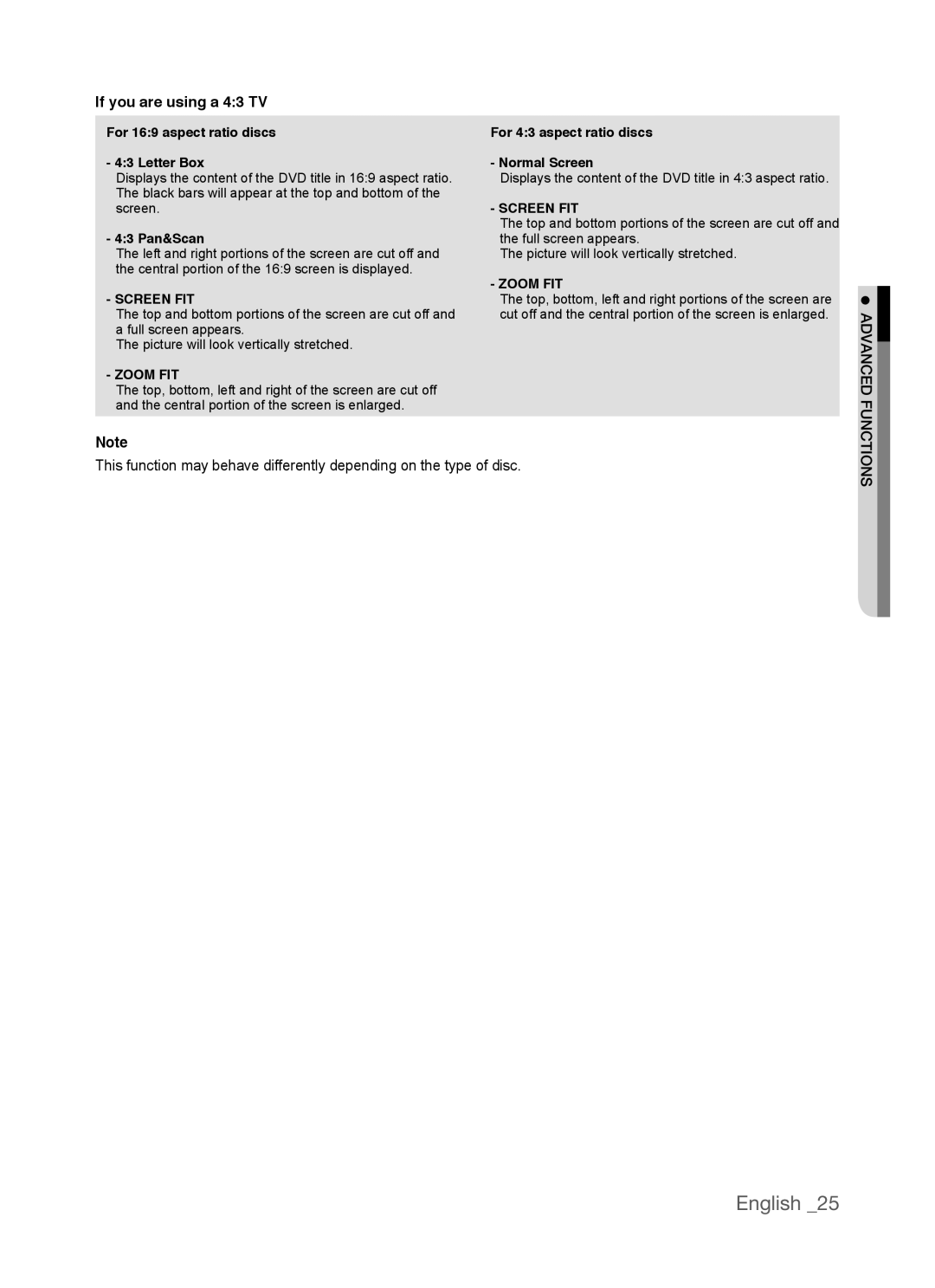 Samsung AK68-01770G, DVD-P390 user manual If you are using a 43 TV, For 169 aspect ratio discs Letter Box, 43 Pan&Scan 