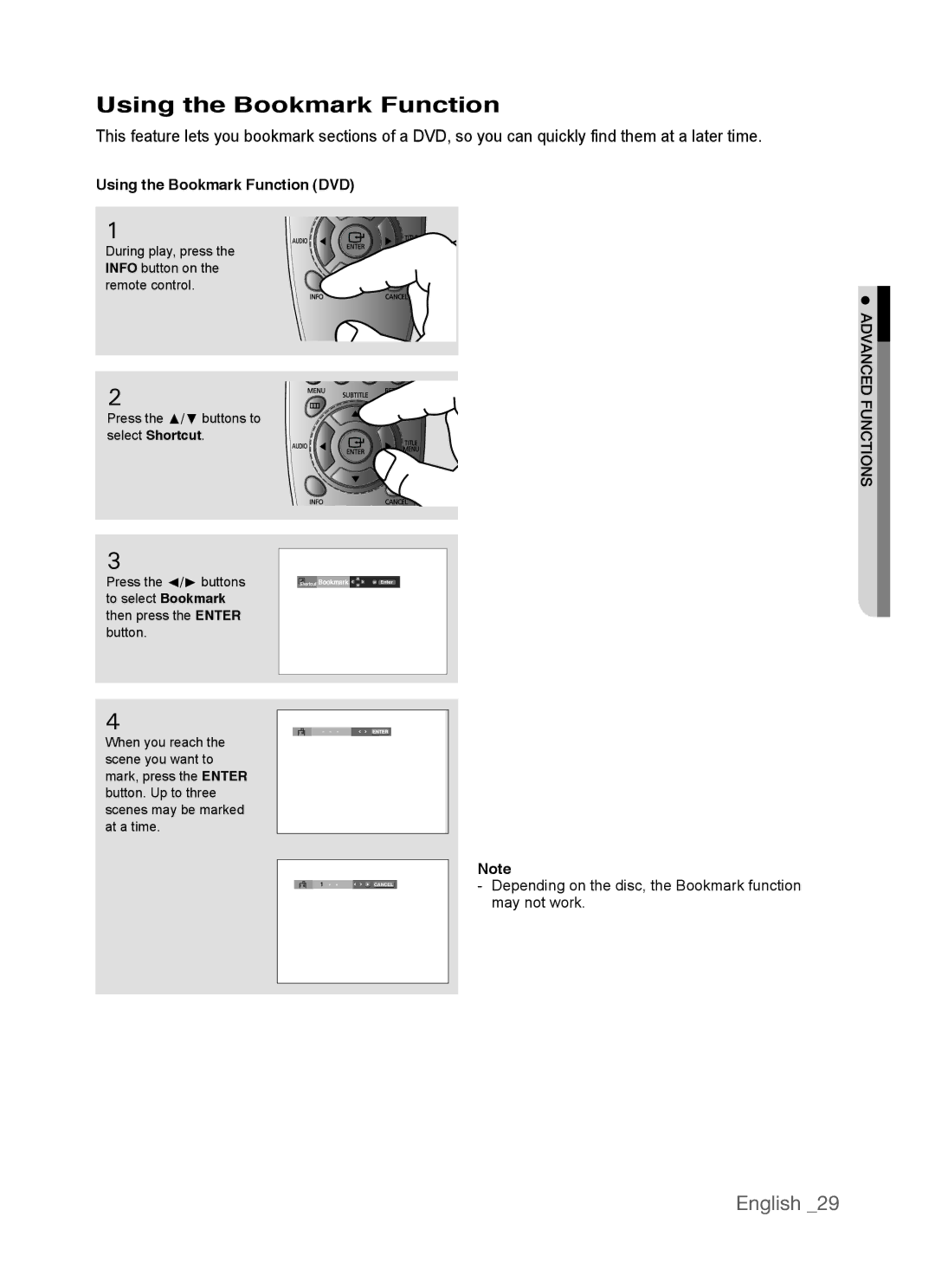 Samsung AK68-01770G, DVD-P390 user manual Advanced Functions 