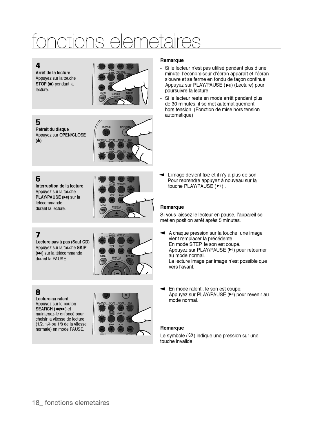 Samsung DVD-P390, AK68-01770G user manual Arrêt de la lecture, Lecture au ralenti 