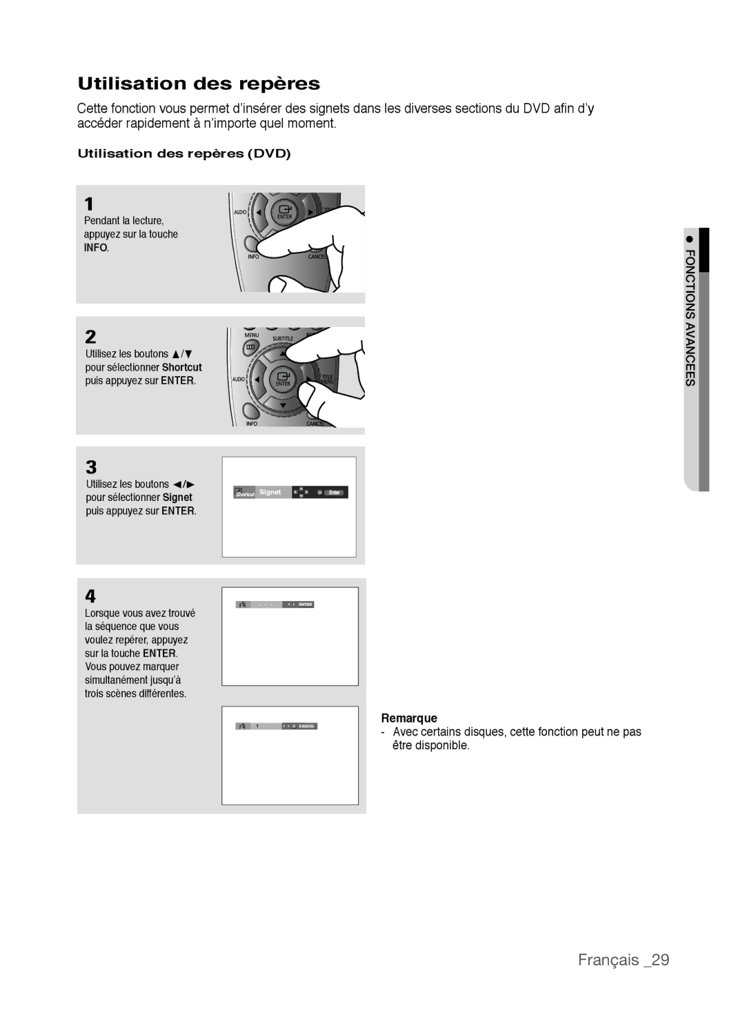 Samsung AK68-01770G, DVD-P390 user manual Utilisation des repères DVD 