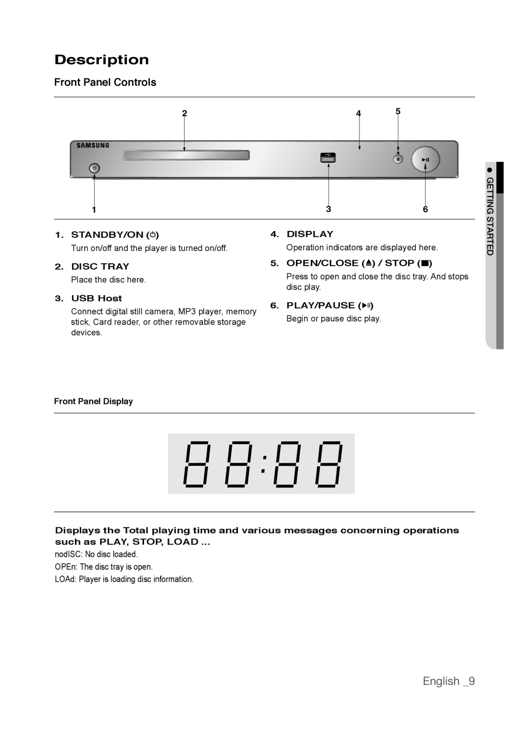 Samsung AK68-01770G, DVD-P390 user manual USB Host, OPEN/CLOSE / Stop, Play/Pause 