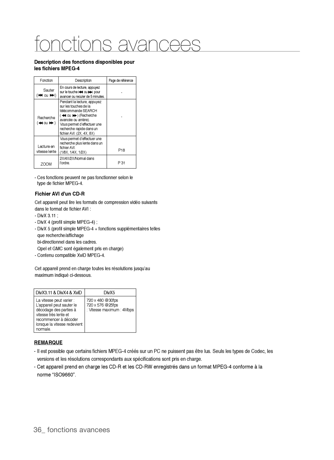 Samsung DVD-P390, AK68-01770G user manual Fichier AVI dun CD-R, Fichier AVI X, 4X 