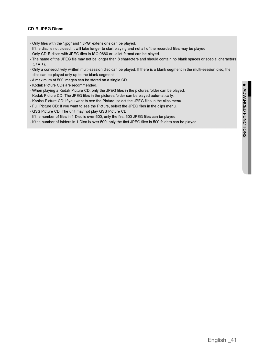 Samsung AK68-01770G, DVD-P390 user manual English, CD-R JPEG Discs 