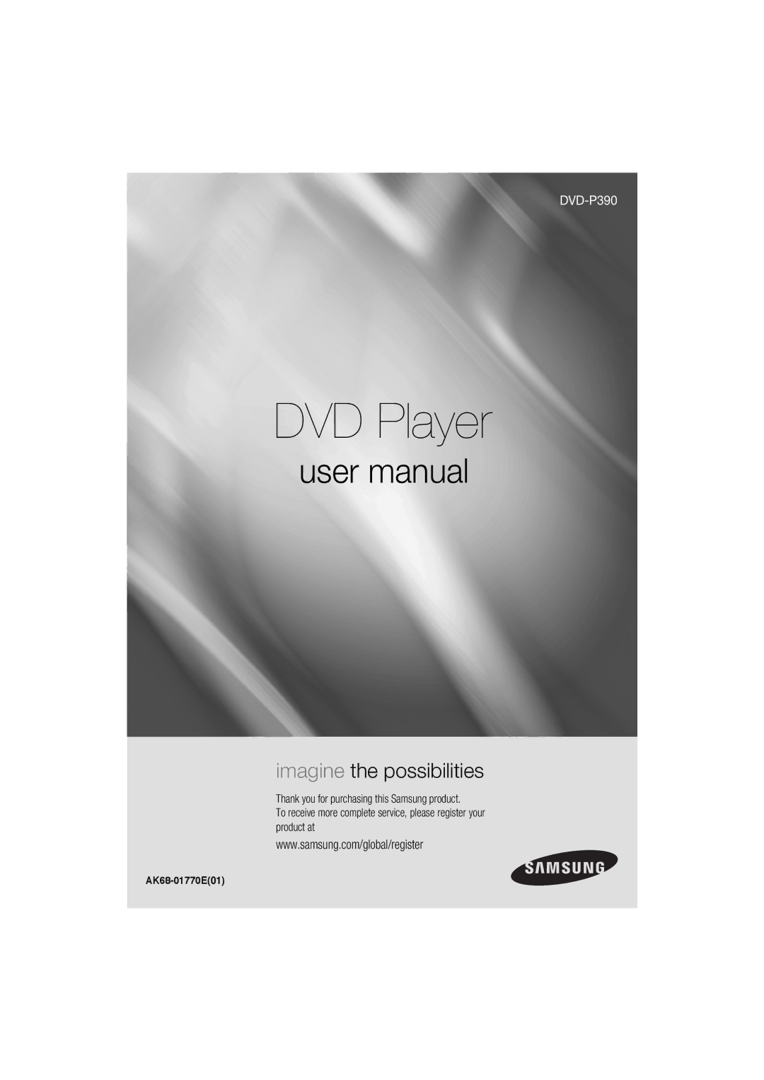 Samsung DVD-P390 user manual DVD Player, AK68-01770E01 