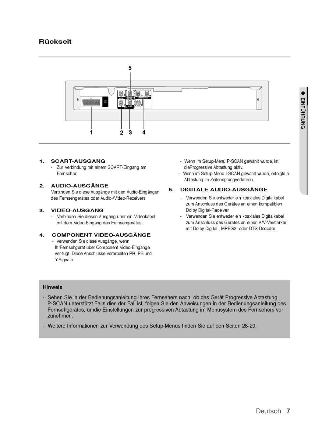 Samsung DVD-P390/XEL, DVD-P390/EDC manual Rückseit 