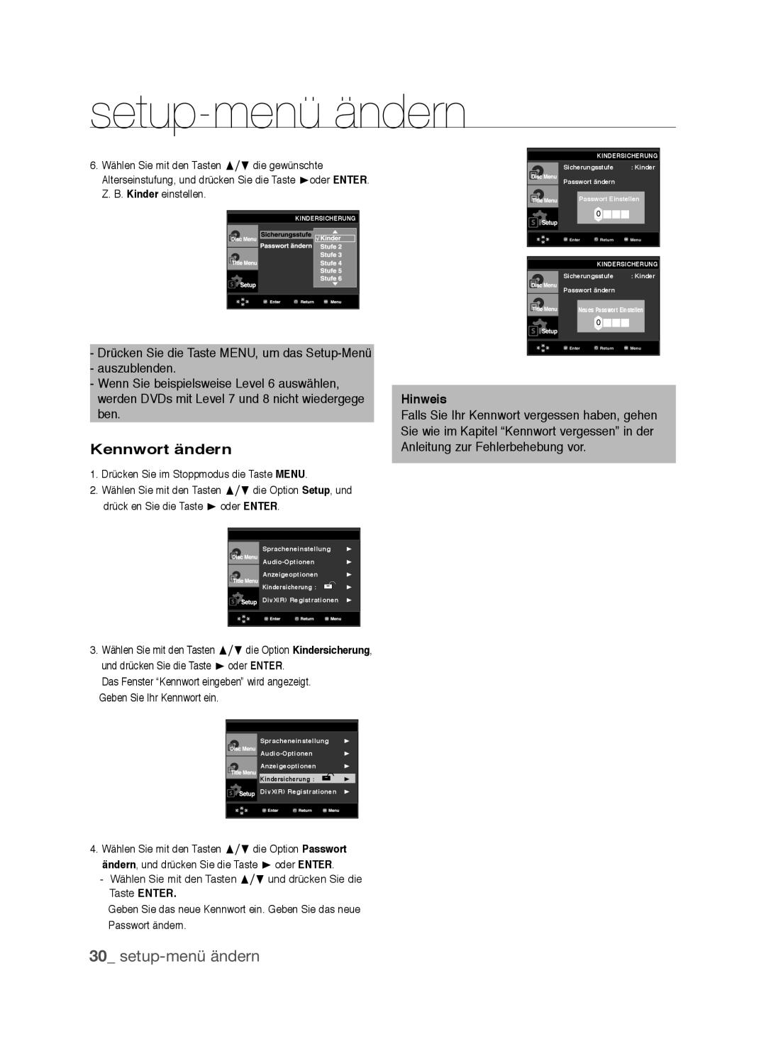 Samsung DVD-P390/EDC, DVD-P390/XEL manual Kennwort ändern 