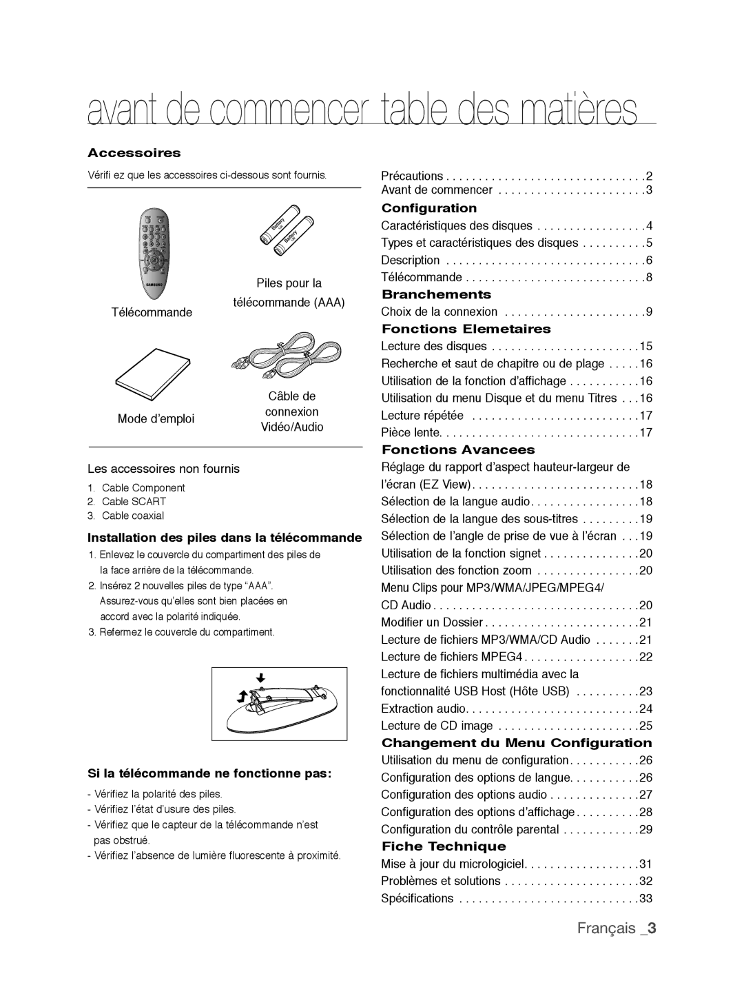 Samsung DVD-P390/XEL, DVD-P390/EDC manual Français  