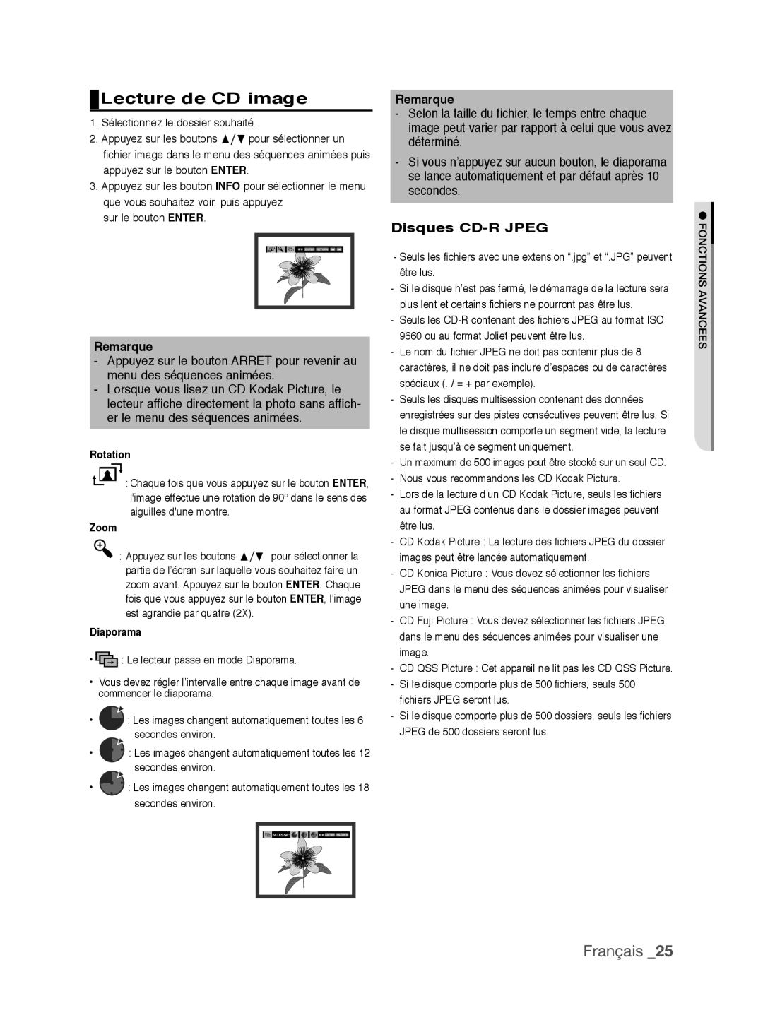 Samsung DVD-P390/XEL, DVD-P390/EDC manual Lecture de CD image, Disques CD-R Jpeg, Diaporama 