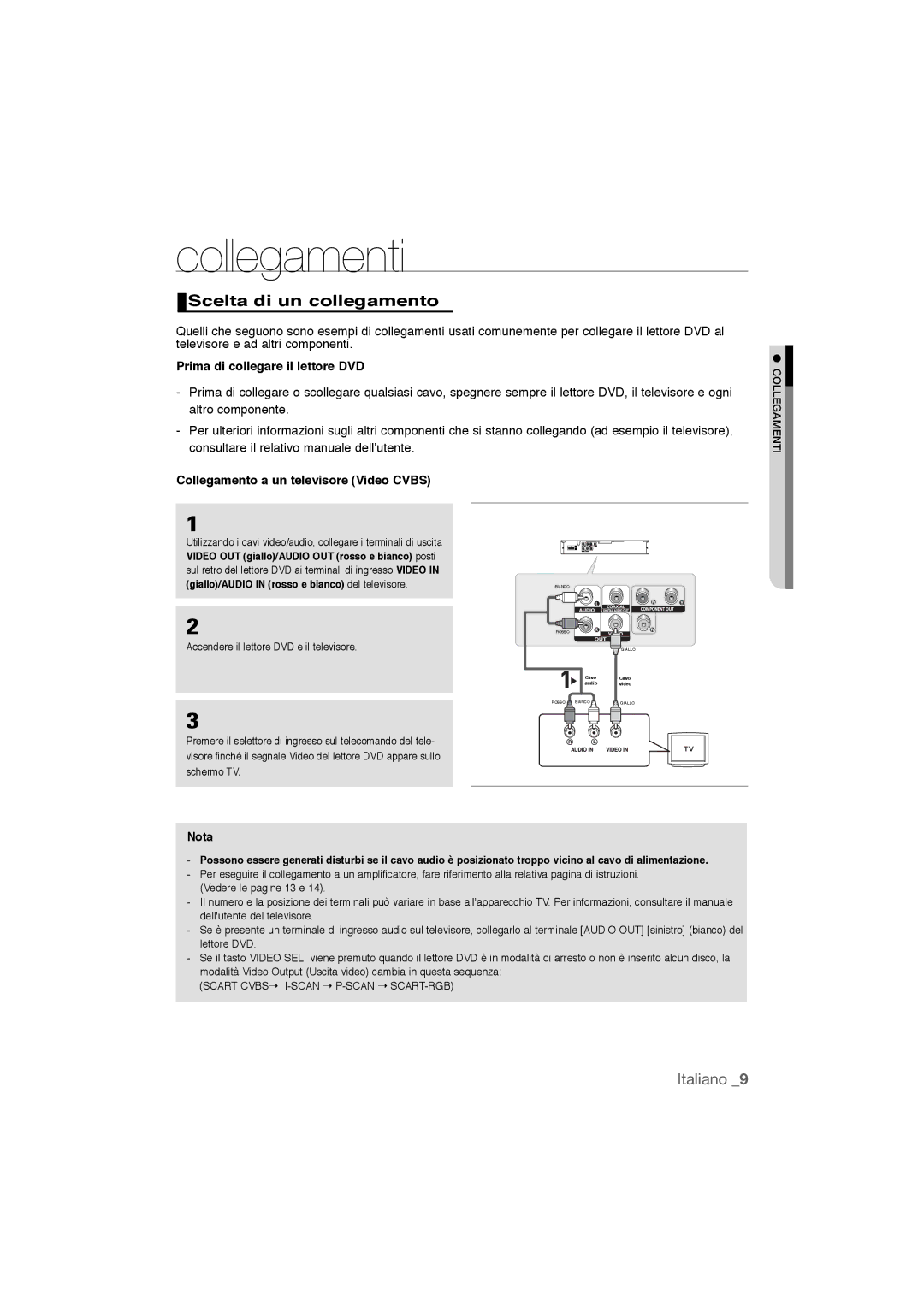 Samsung DVD-P390/XET, DVD-P390/EDC manual Collegamenti, Scelta di un collegamento, Prima di collegare il lettore DVD 