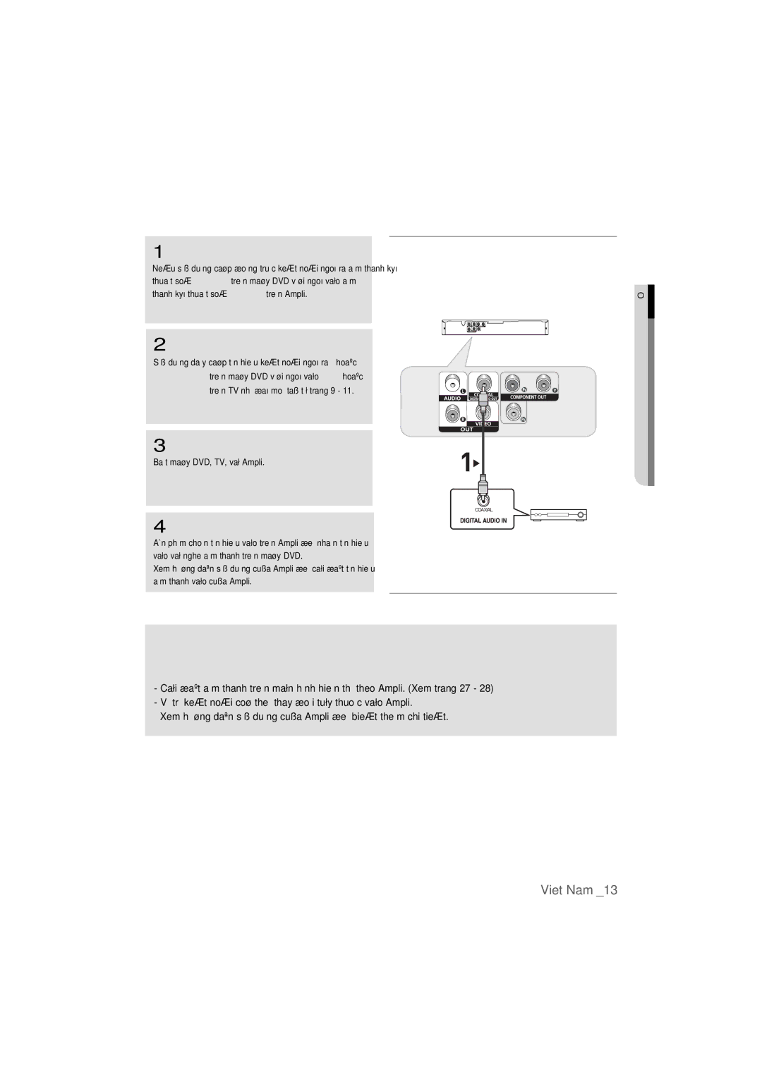 Samsung DVD-P390K/XSV manual Daây caùp Ñoàng truïc Dolby digital hay khueách ñaïi DTS 