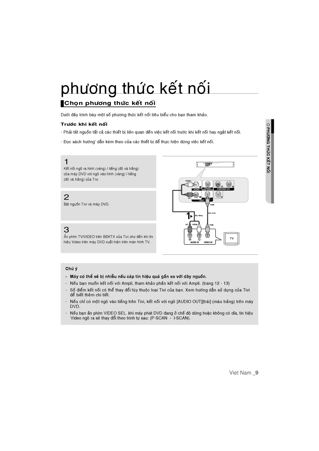 Samsung DVD-P390K/XSV Phöông thöùc keát noái, Choïn phöông thöùc keát noái, Tröôùc khi keát noái, Phöông Thöùc, Keát Noái 