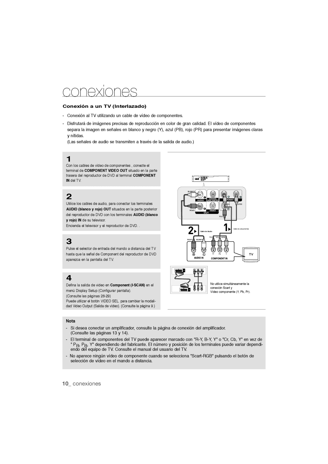 Samsung DVD-P390/XEC, DVD-P390/MEA manual Conexiones, Conexión a un TV Interlazado 