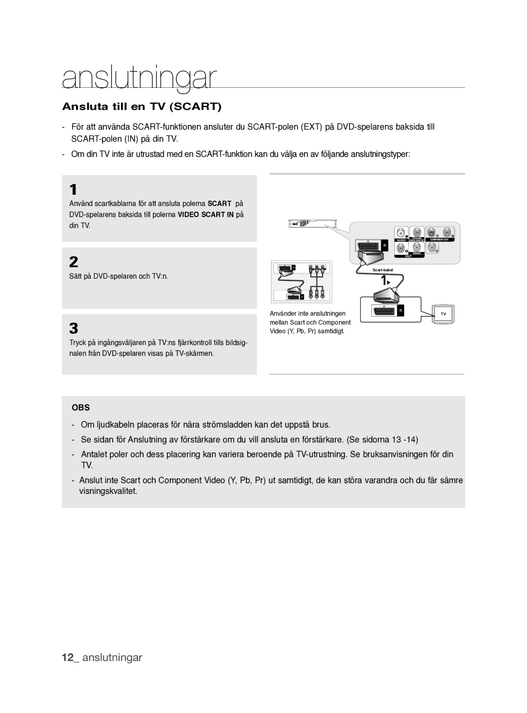 Samsung DVD-P390/XEE manual Ansluta till en TV Scart 