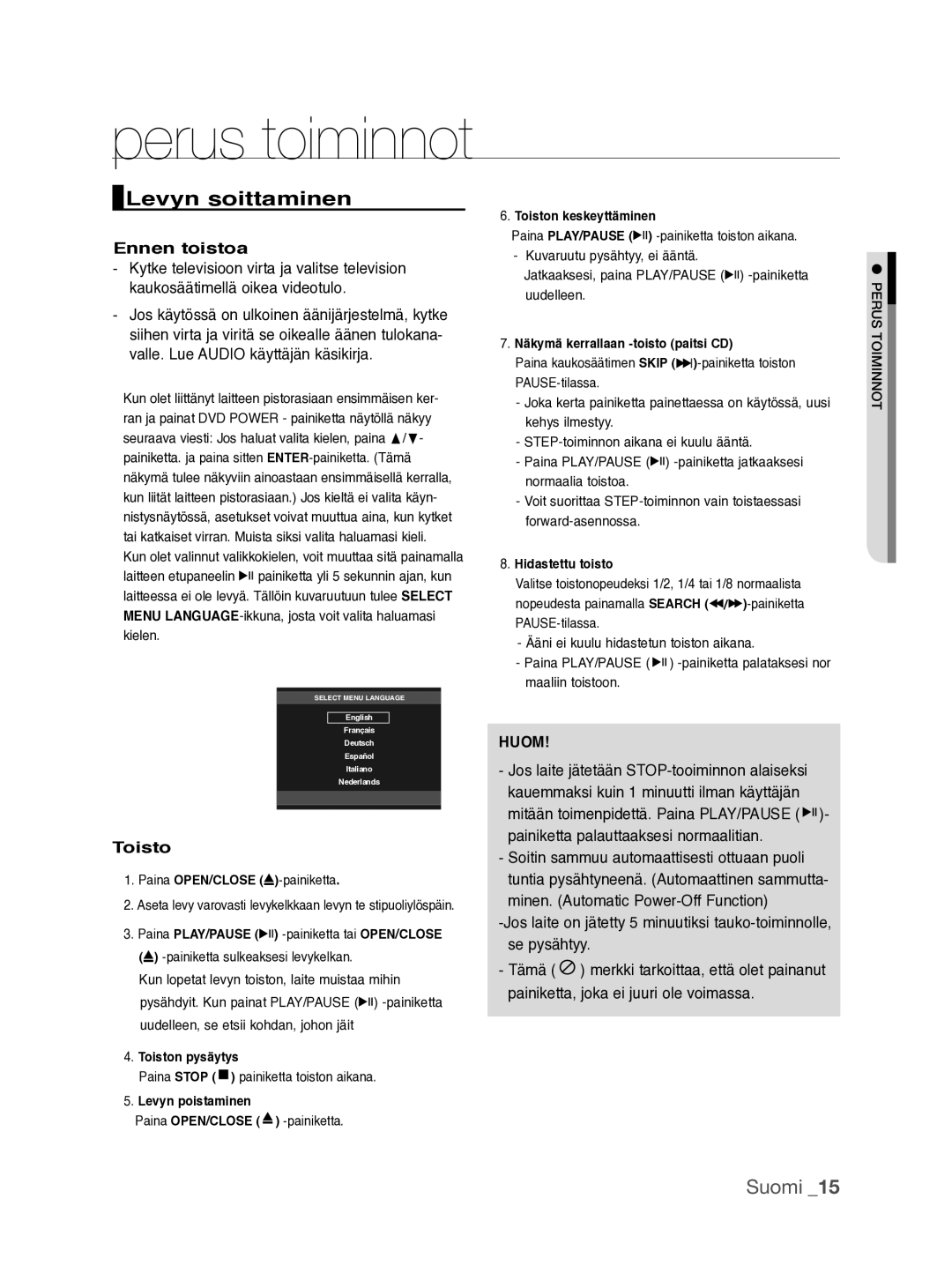 Samsung DVD-P390/XEE manual Levyn soittaminen, Ennen toistoa 