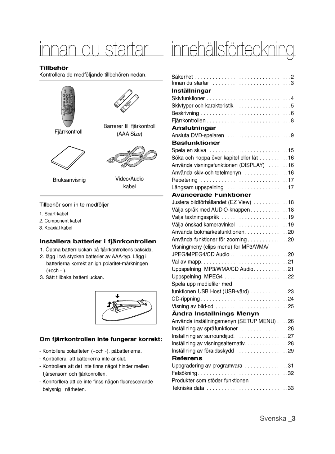 Samsung DVD-P390/XEE manual Svenska  