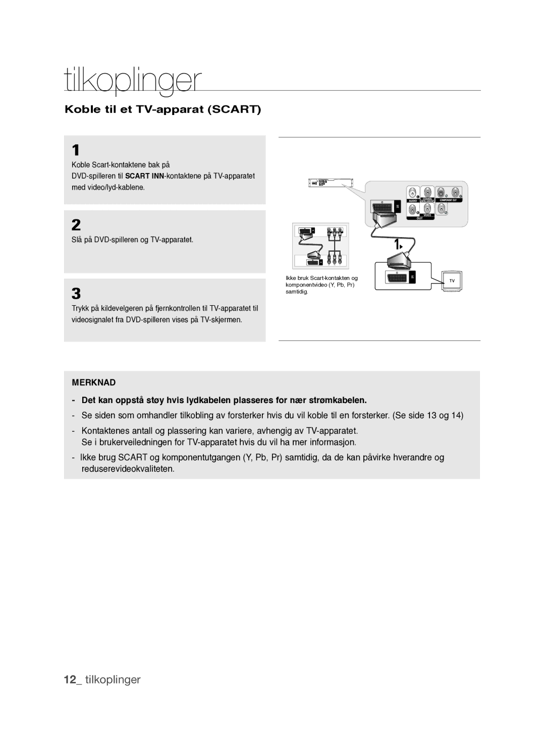 Samsung DVD-P390/XEE manual Koble til et TV-apparat Scart 