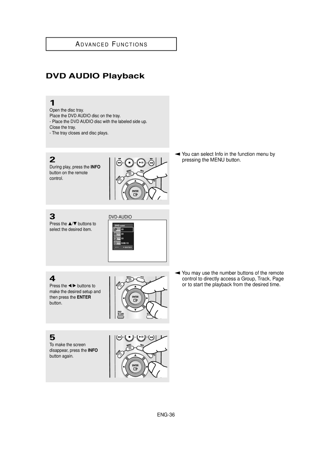 Samsung DVD-P450/XSG, DVD-P450/AND, DVD-P450/XSS manual DVD Audio Playback, 3DVD-AUDIO 