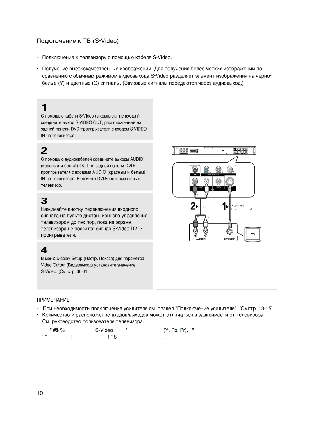 Samsung DVD-P465KD/SEO, DVD-P466KD/SEO manual ÈÓ‰ÍÎ˛˜ÂÌËÂ Í íÇ S-Video 