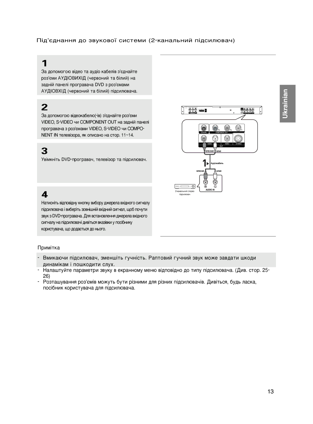 Samsung DVD-P465KD/SEO manual ¥‰’π‰Ì‡ÌÌﬂ ‰Ó Á‚ÛÍÓ‚Óª Òëòúâïë 2-Í‡Ì‡Î¸ÌËÈ Ô¥‰ÒËÎ˛‚‡˜ 