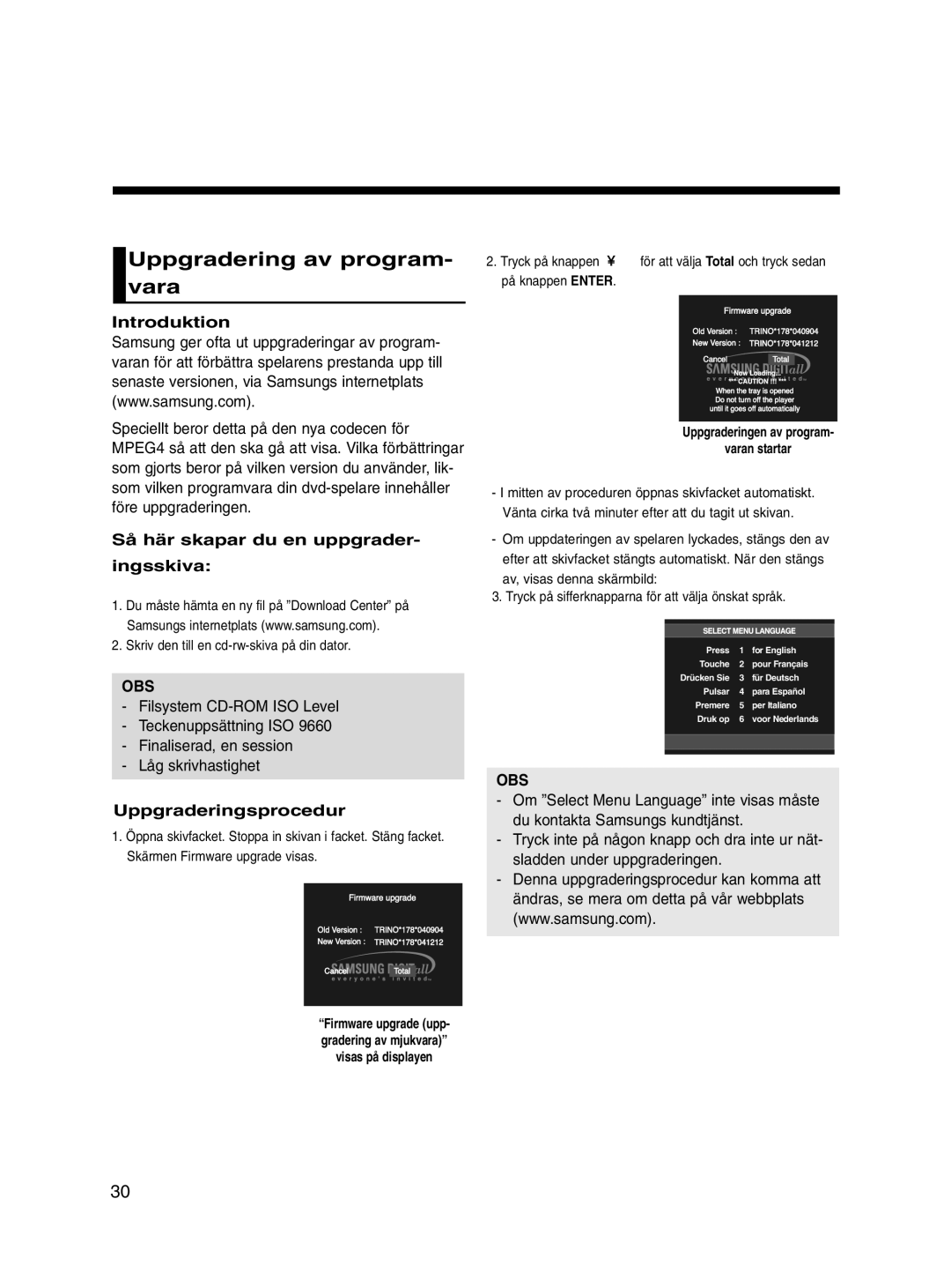 Samsung DVD-P560/XEE manual Referens, Uppgradering av program- vara, Introduktion, Så här skapar du en uppgrader Ingsskiva 