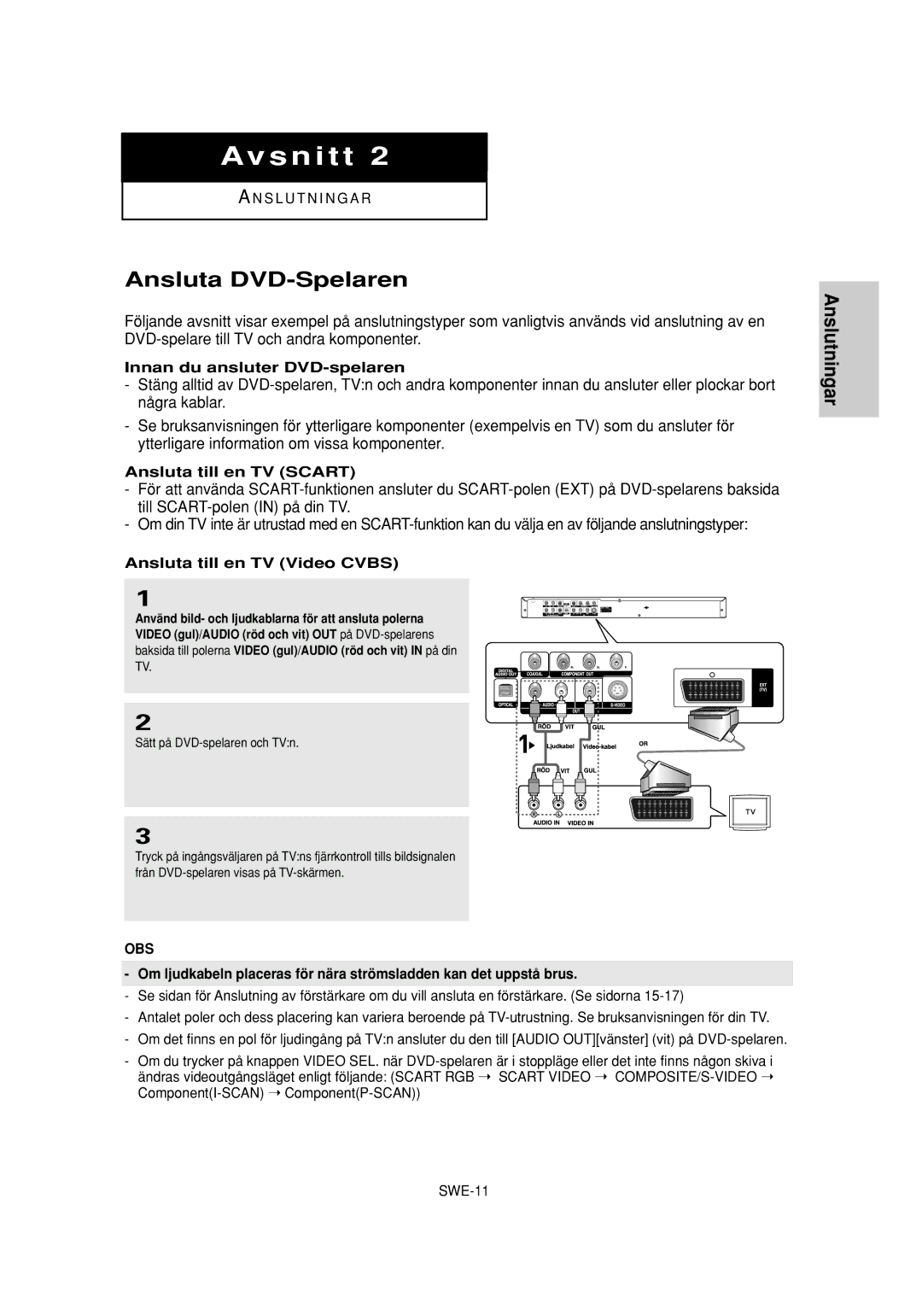 Samsung DVD-P650K/XEE manual Ansluta DVD-Spelaren, Innan du ansluter DVD-spelaren, Ansluta till en TV Scart 