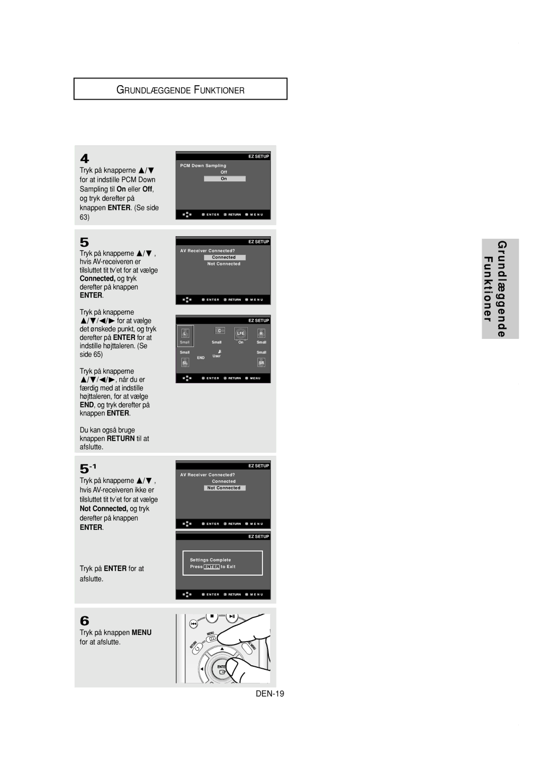 Samsung DVD-P650K/XEE manual U n d l æ g g e n d e F u n k t i o n e r, Tryk på knapperne 