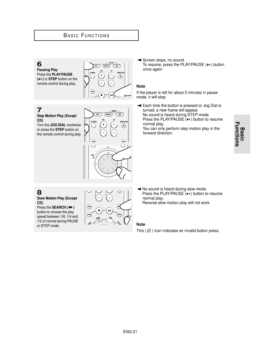 Samsung DVD-P650K/XEE manual Screen stops, no sound, Once again, Normal play, This, ENG-21 