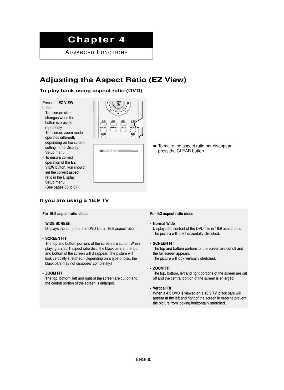 Samsung DVD-P650K/XEE Adjusting the Aspect Ratio EZ View, To play back using aspect ratio DVD, If you are using a 169 TV 