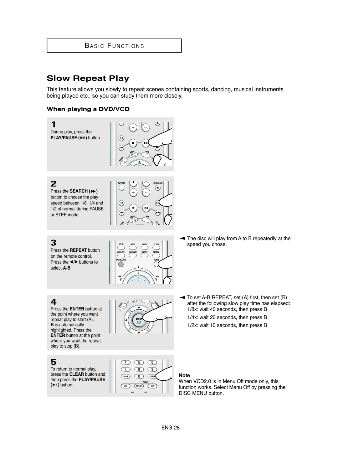 Samsung DVD-P750/XEL, DVD-P750/SED manual Slow Repeat Play, When playing a DVD/VCD 