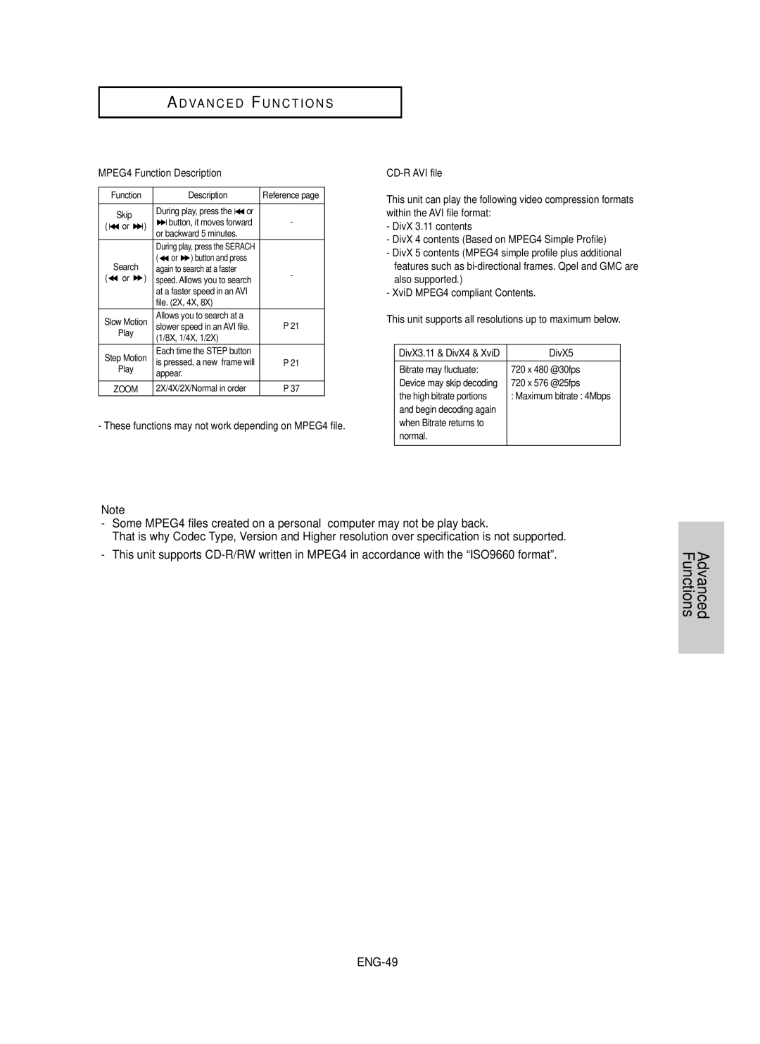 Samsung DVD-P750/SED, DVD-P750/XEL manual MPEG4 Function Description, Skip 