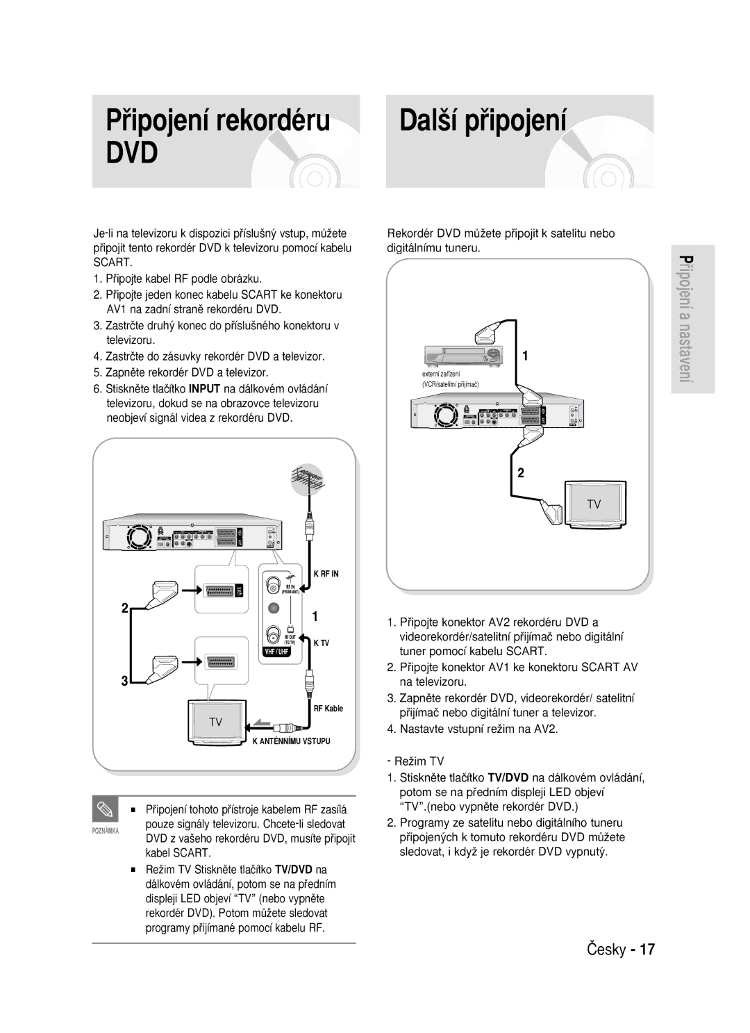 Samsung DVD-R119/EUR manual Pﬁipojení rekordéru, Dal‰í pﬁipojení 