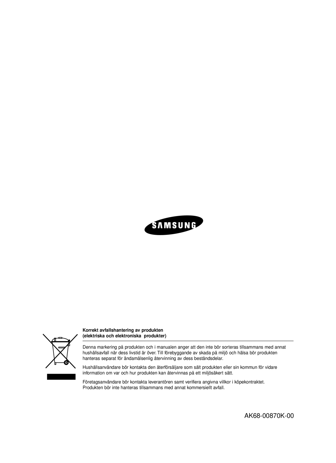 Samsung DVD-R119/XEE manual AK68-00870K-00 