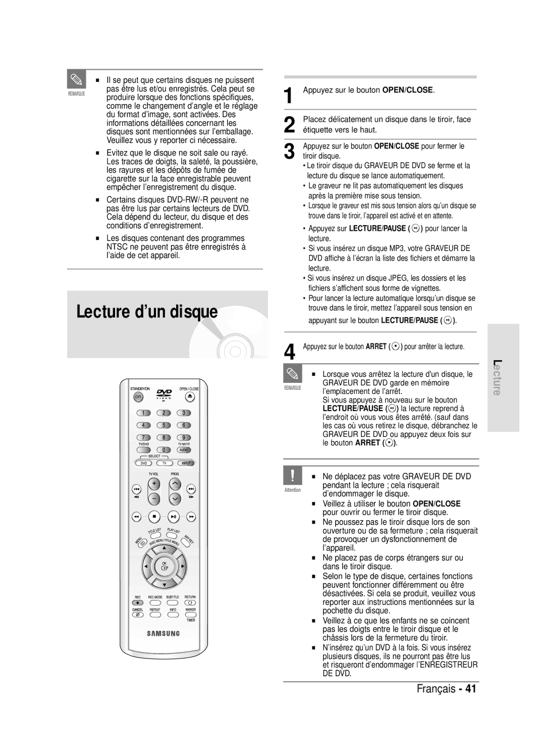 Samsung DVD-R119/XEF Lecture d’un disque, Du format d’image, sont activées. Des, Informations détaillées concernant les 