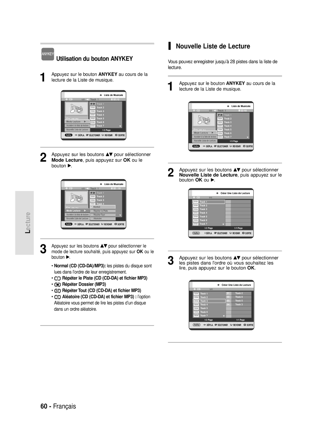 Samsung DVD-R119/XEF manual Nouvelle Liste de Lecture , puis appuyez sur le 