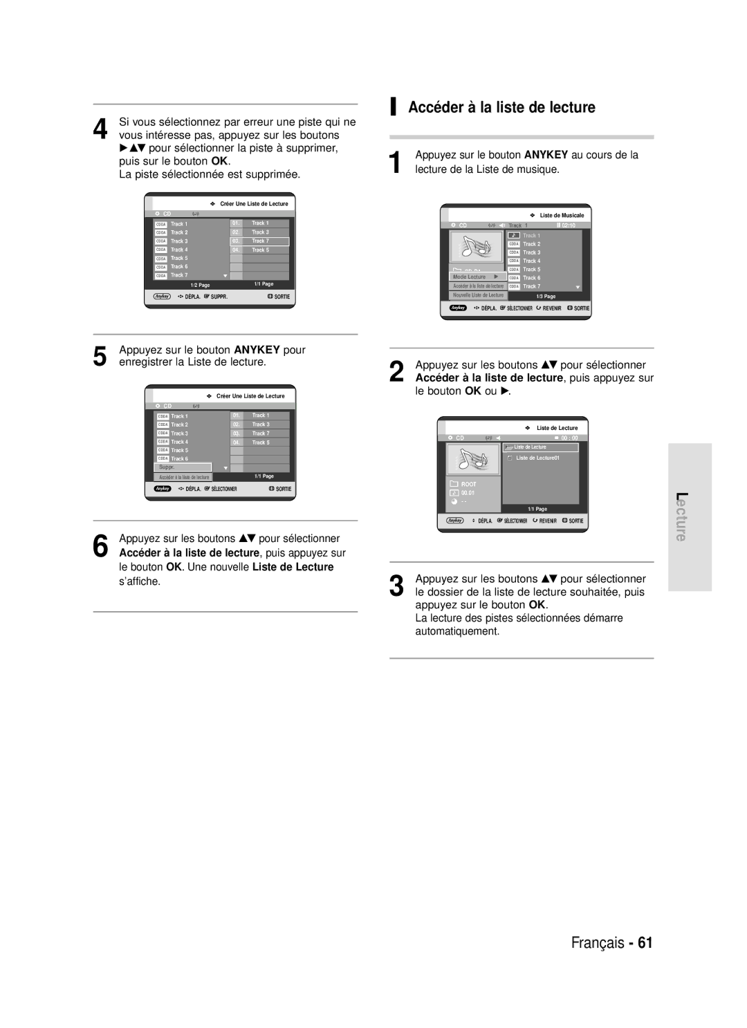 Samsung DVD-R119/XEF Accéder à la liste de lecture, Appuyez sur le bouton Anykey pour, Enregistrer la Liste de lecture 