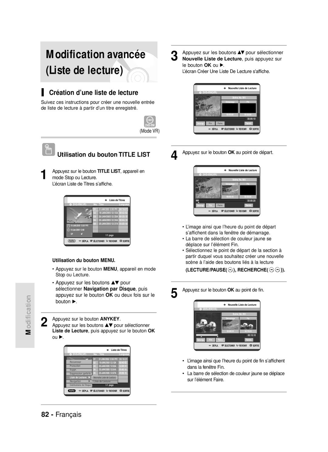 Samsung DVD-R119/XEF manual Création d’une liste de lecture, Appuyez sur les boutons …† pour 