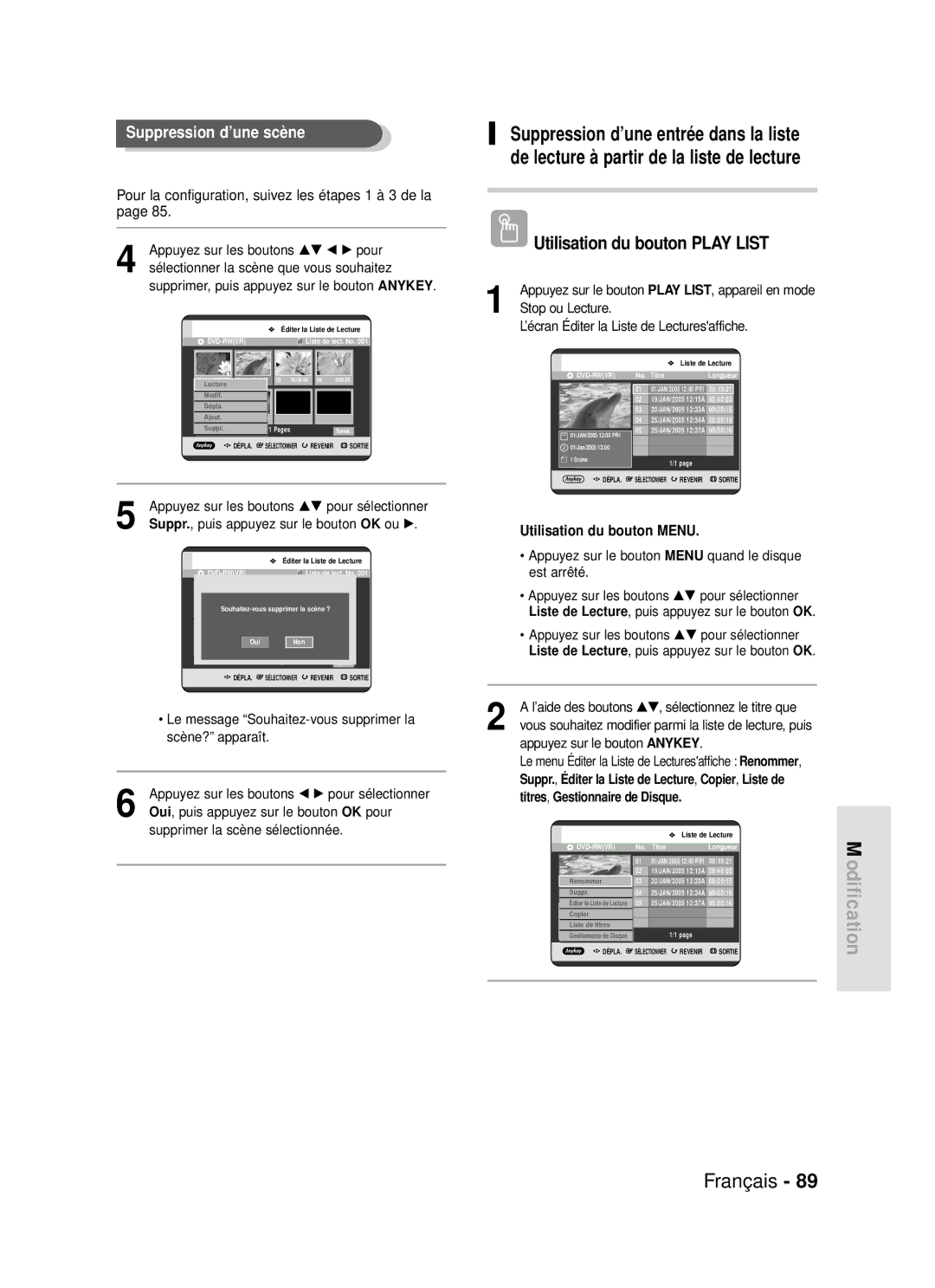 Samsung DVD-R119/XEF manual Appuyez sur les boutons …† œ √ pour, Sélectionner la scène que vous souhaitez 