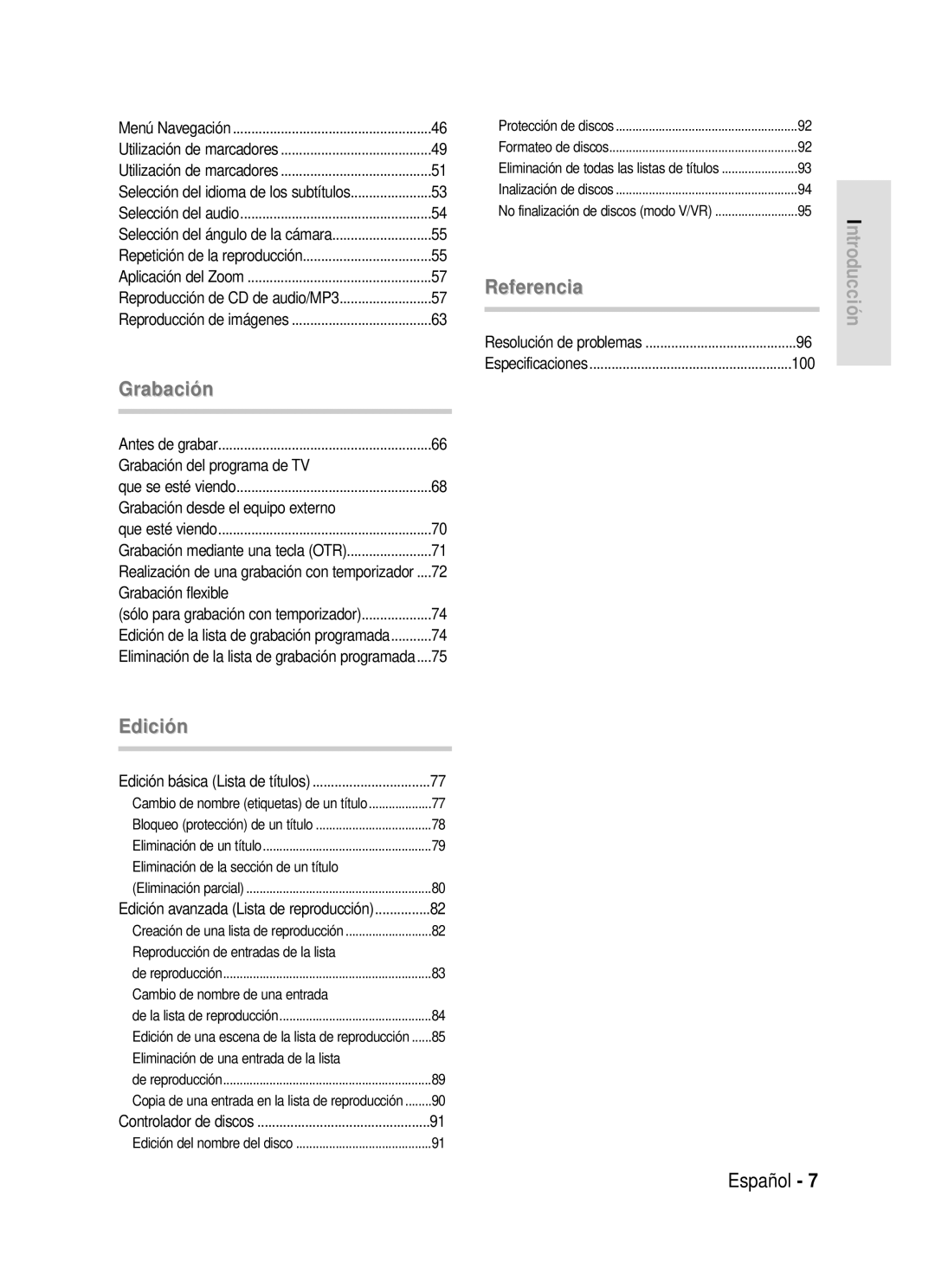 Samsung DVD-R119/XEE, DVD-R119/XEG manual Eliminación de la sección de un título, Reproducción de entradas de la lista 