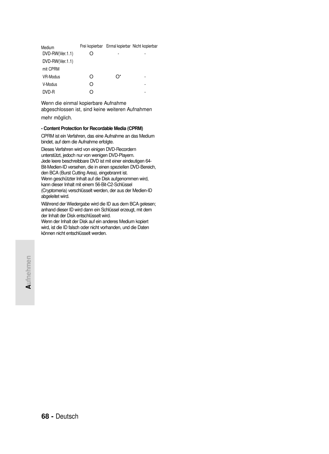 Samsung DVD-R119/XEG manual Bevor Sie beginnen, Mehr möglich, Content Protection for Recordable Media Cprm 