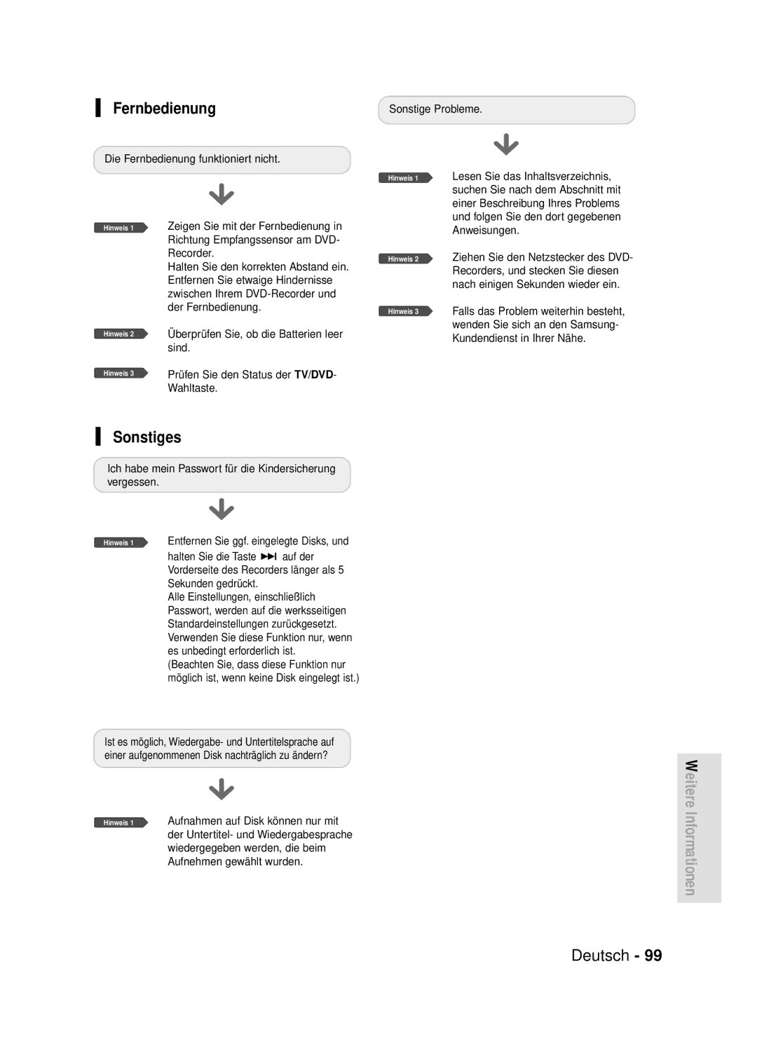 Samsung DVD-R119/XEG manual Fernbedienung, Sonstiges 