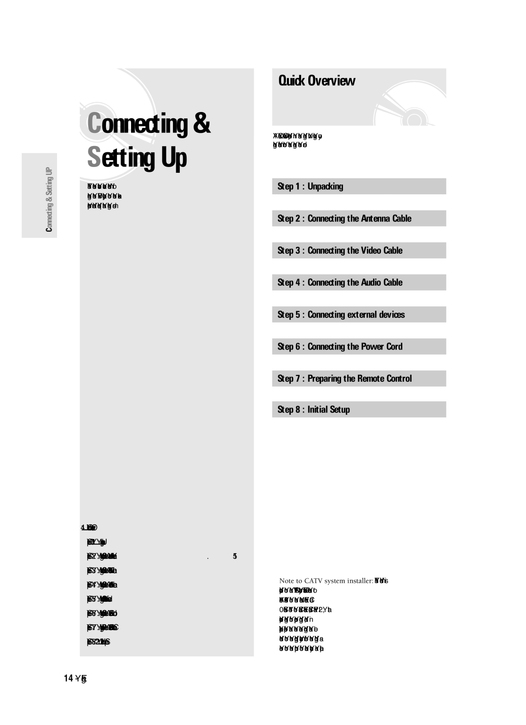 Samsung DVD-R120 Quick Overview, Connecting external devices, Connecting the Power cord, Preparing the Remote Control 