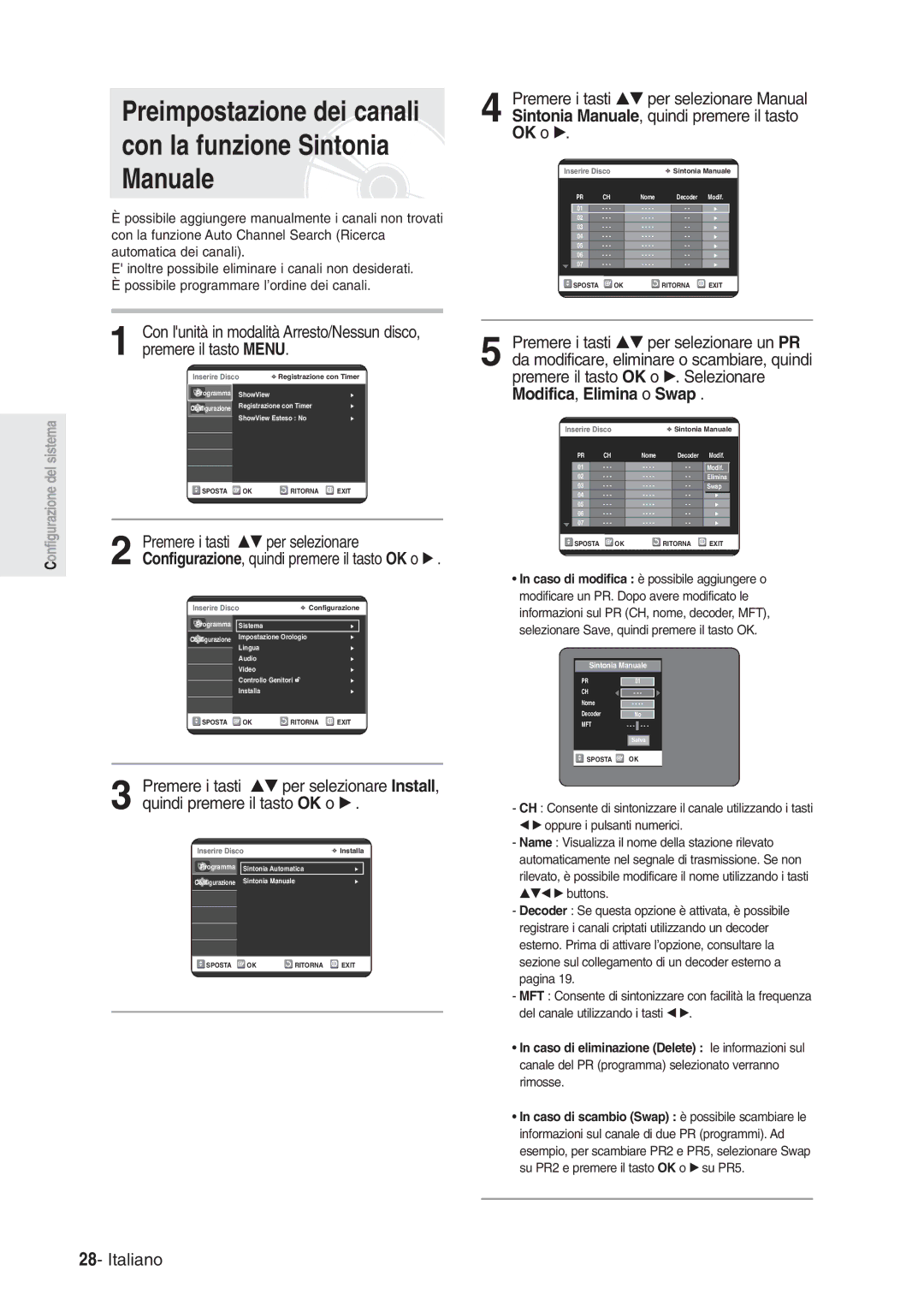 Samsung DVD-R120/AFS, DVD-R120/XET manual Premere il tasto Menu, Con lunità in modalità Arresto/Nessun disco 