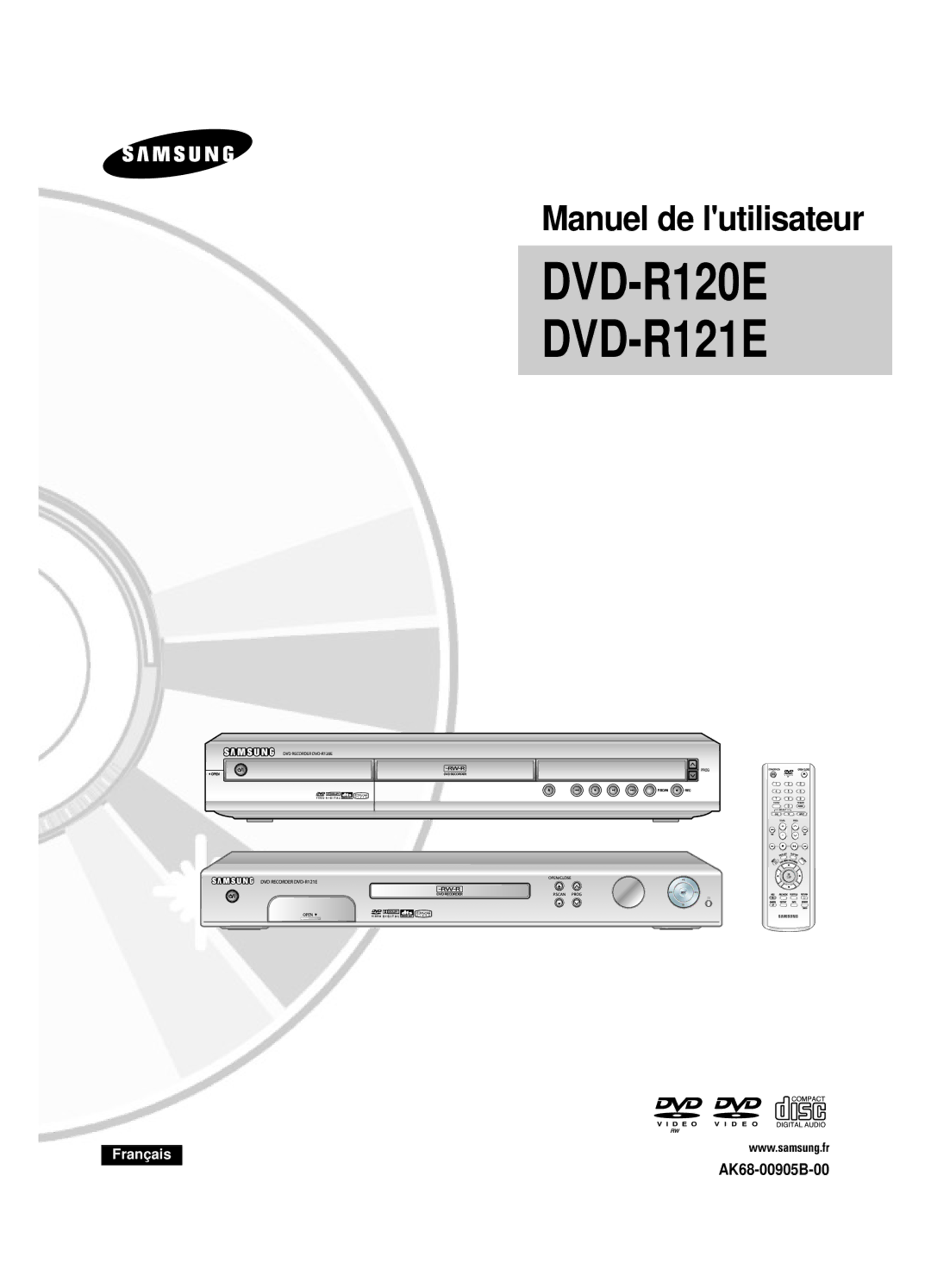 Samsung DVD-R120/XEF, DVD-R120E/XEF, DVD-R120P, DVD-R121E/XEF manual AK68-00905B-00, Français 