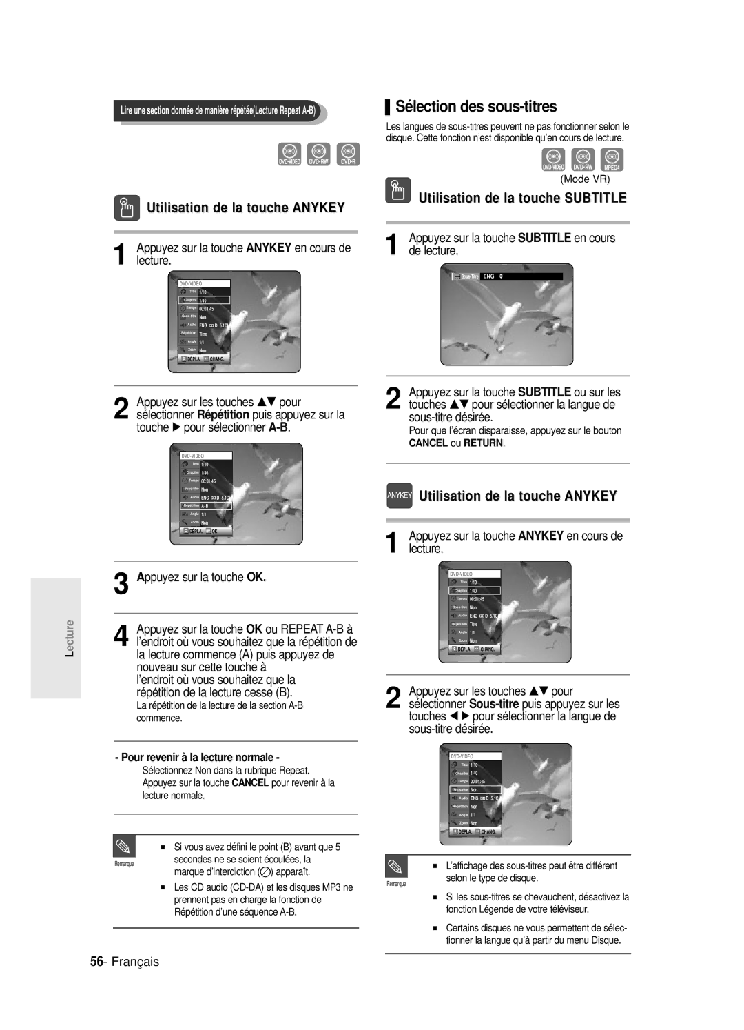 Samsung DVD-R120E/XEF, DVD-R120/XEF, DVD-R120P, DVD-R121E/XEF manual Sélection des sous-titres, De lecture, Ou sur les 