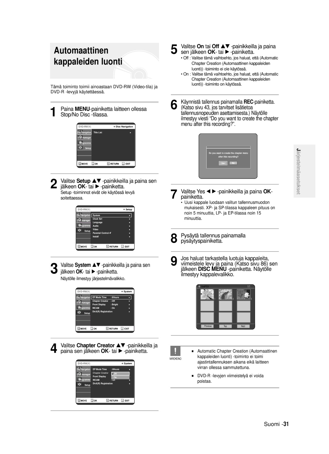 Samsung DVD-R120/XEE, DVD-R121/XEE manual √ -painiketta, Katso sivu 43, jos tarvitset lisätietoa 