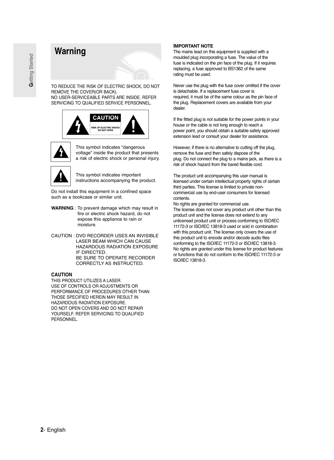 Samsung DVD-R120/XET, DVD-R120/EUR manual English, No rights are granted for commercial use 