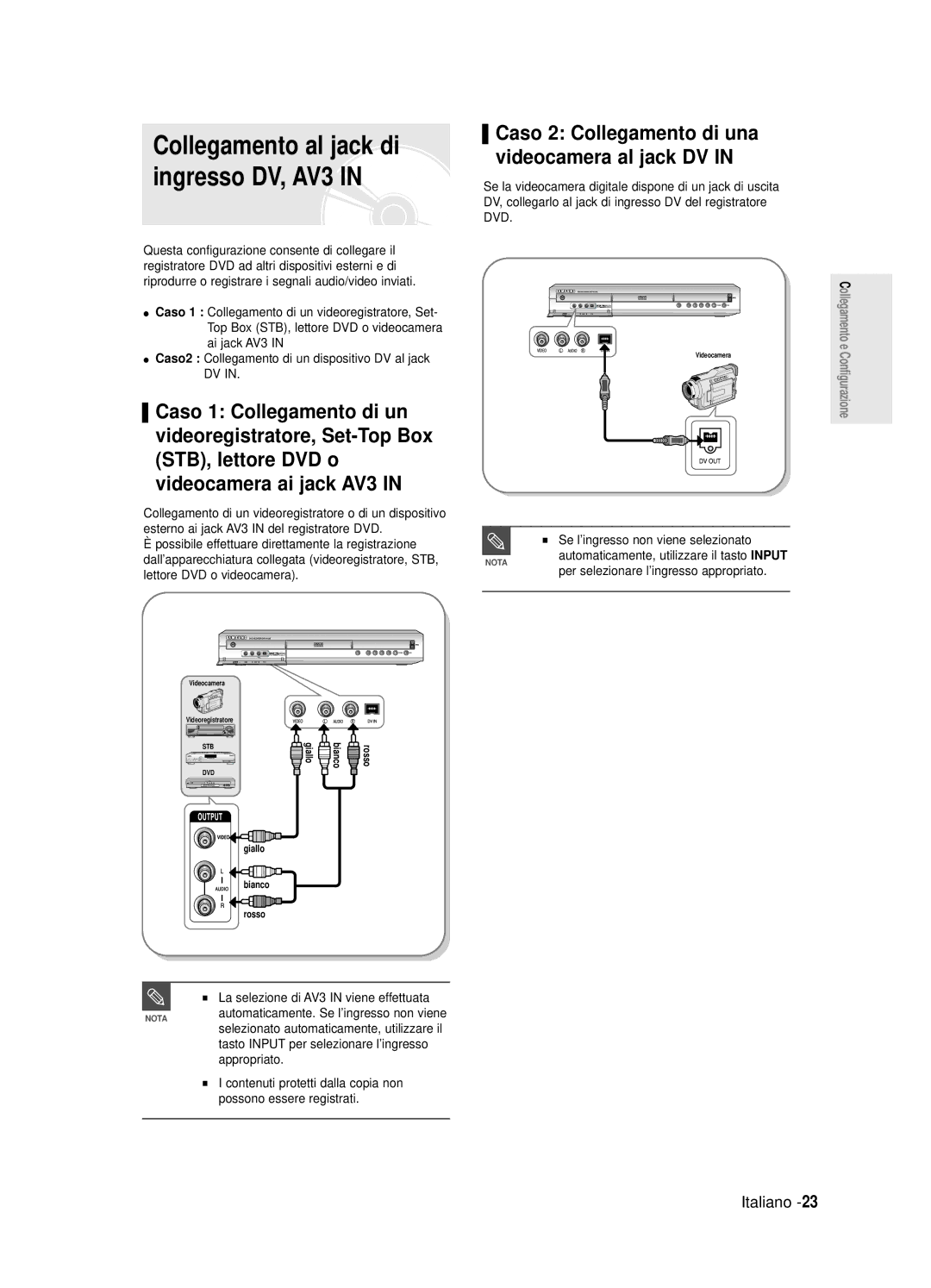 Samsung DVD-R120E/XET, DVD-R121E/XEG manual Se l’ingresso non viene selezionato, Lettore DVD o videocamera, Appropriato 