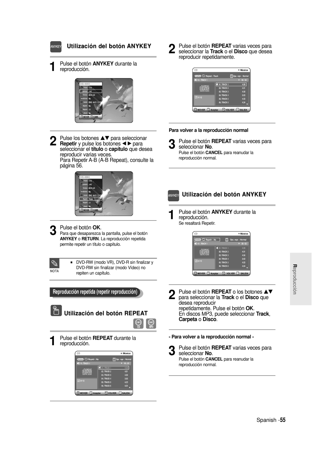 Samsung DVD-R120/XEH, DVD-R121E/XEG, DVD-R120E/XEF, DVD-R120/XEF manual Para Repetir A-B A-B Repeat, consulte la página 